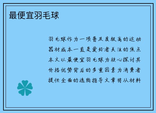 最便宜羽毛球